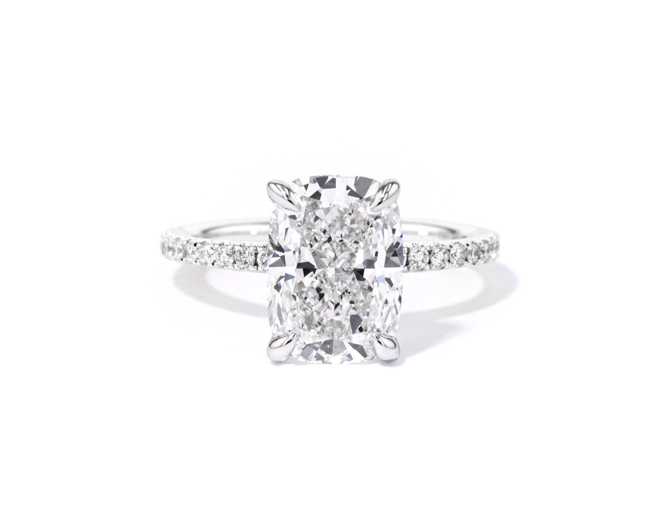 1.6mm Juliette Elongated Cushion Engagement Rings Princess Bride Diamonds 