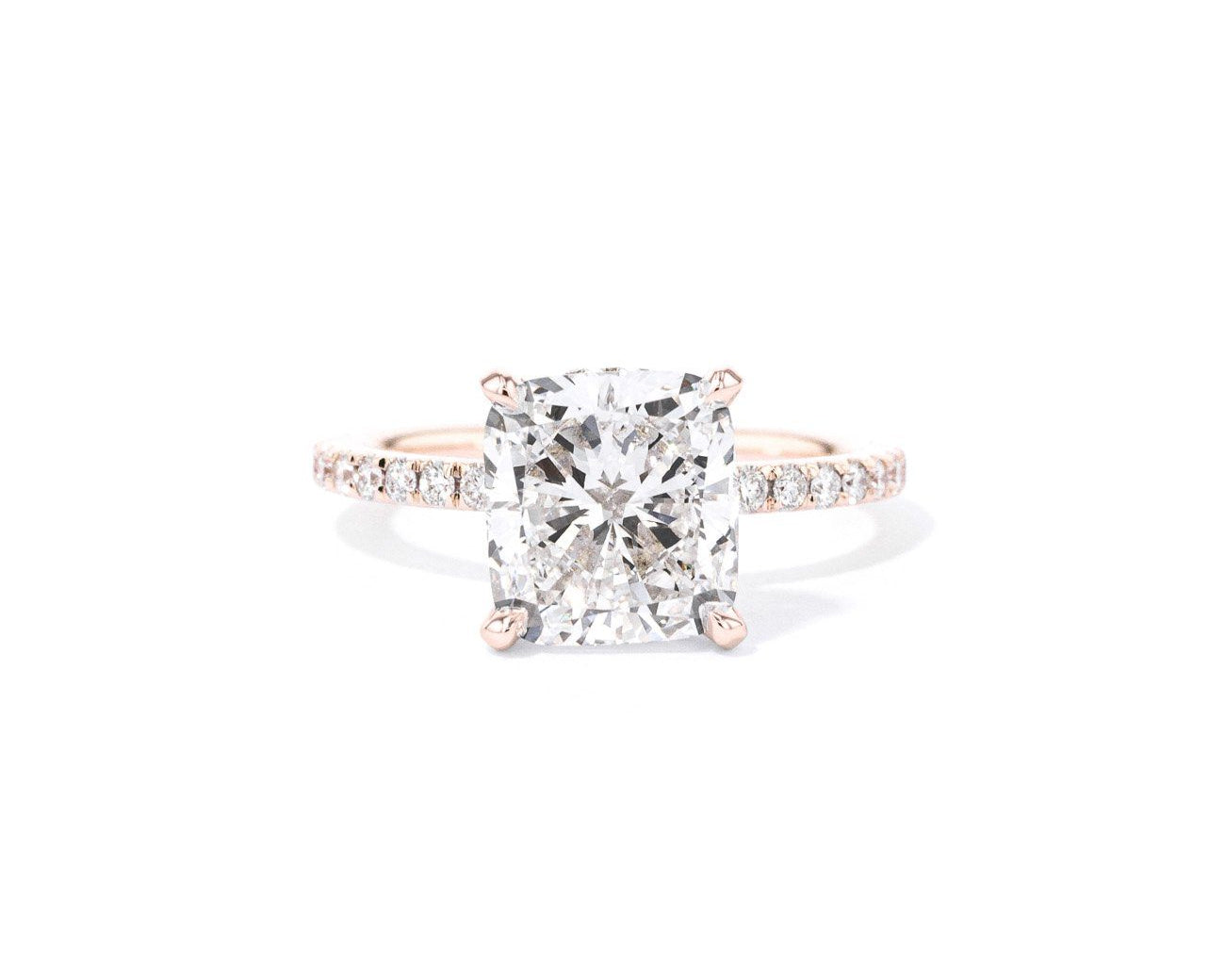 1.6mm Kayla Cushion Engagement Rings Princess Bride Diamonds 3 14K Rose Gold 