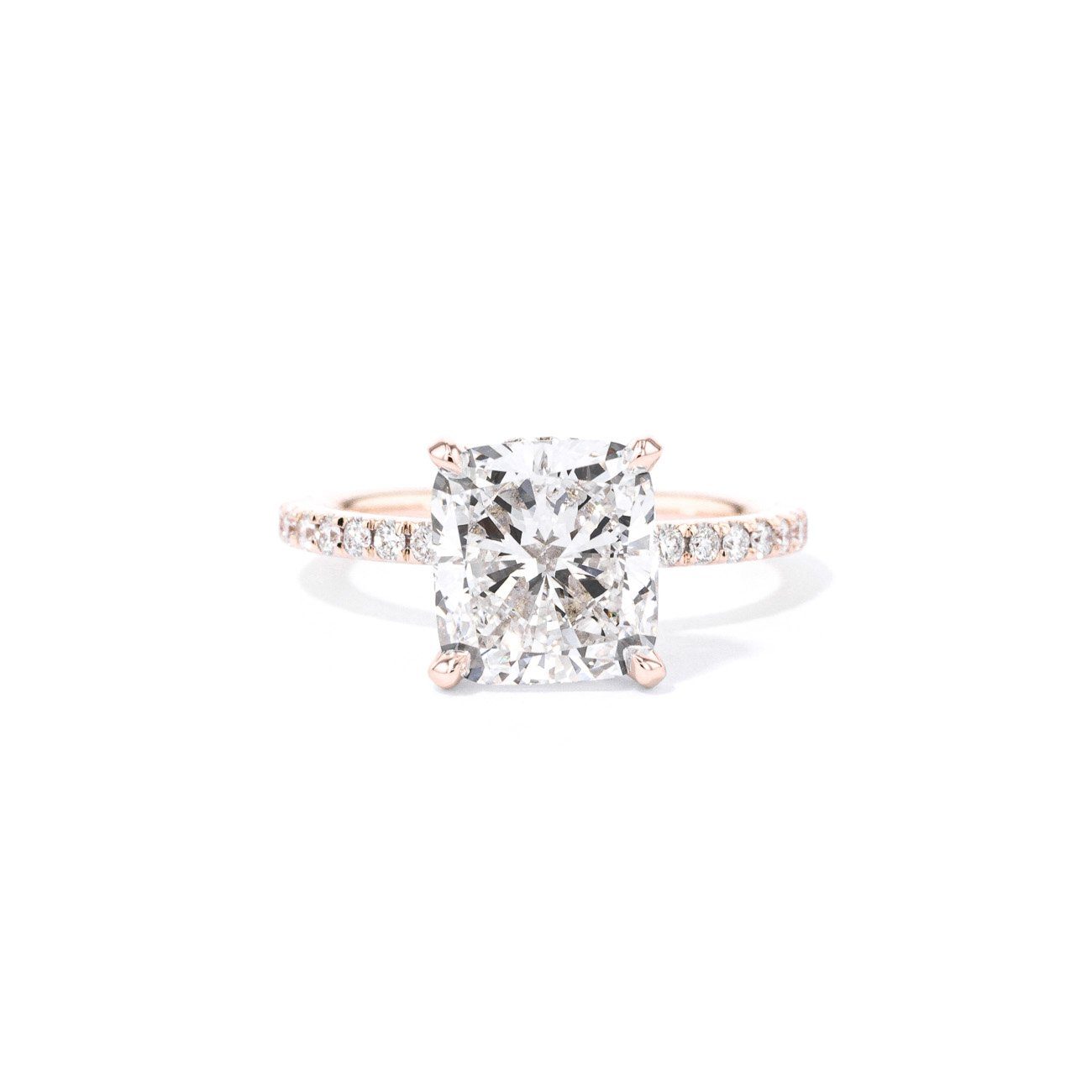 1.6mm Kayla Cushion Engagement Rings Princess Bride Diamonds 3 14K Rose Gold 