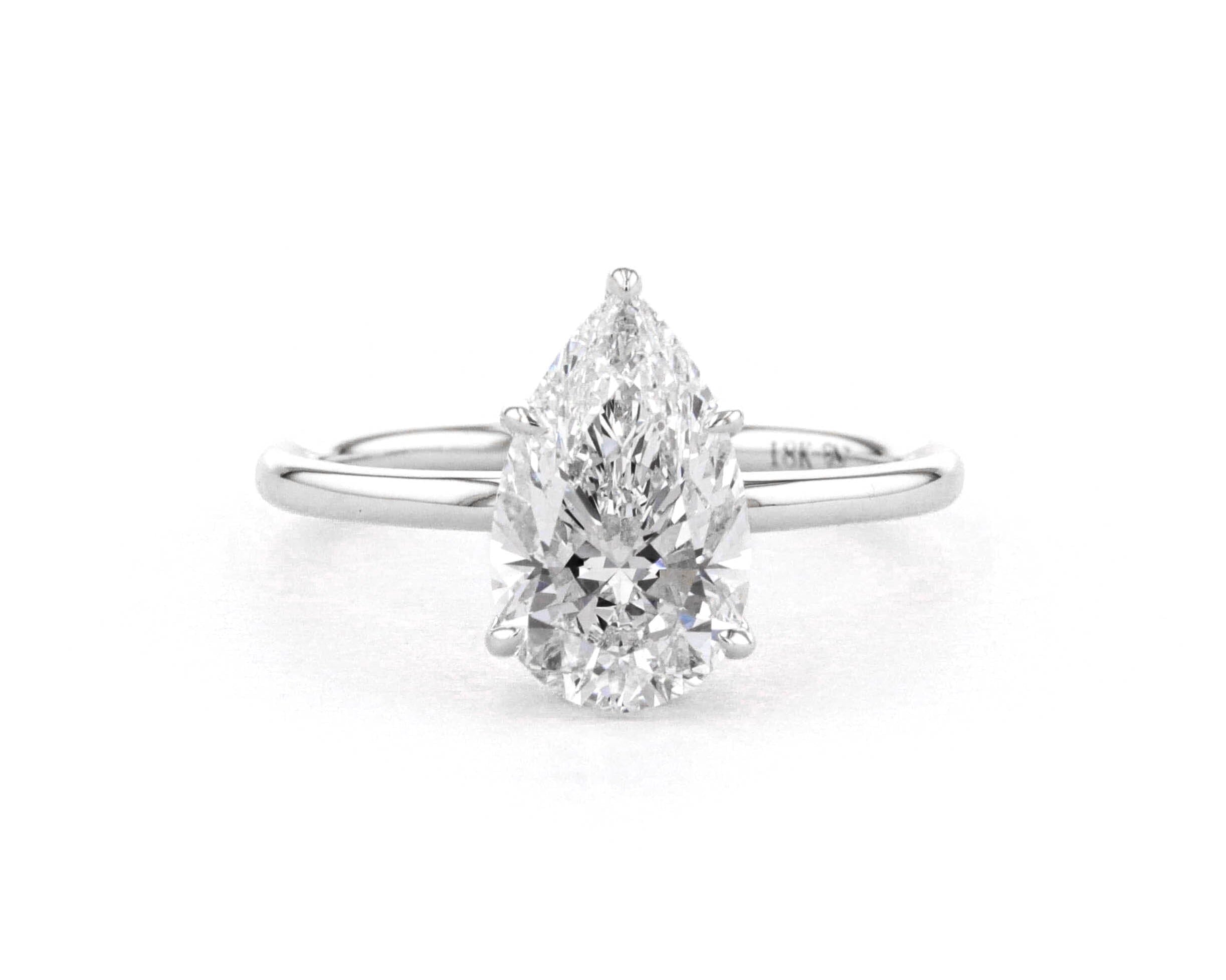 1.6mm Kayla Pear High Polish Engagement Rings Princess Bride Diamonds 
