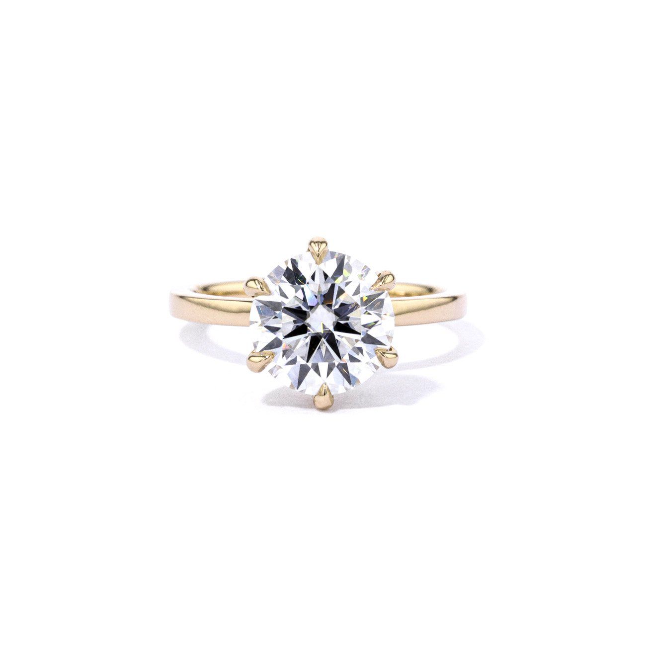 1.6mm Kayla Round High Polish Engagement Rings Princess Bride Diamonds 3 14K Yellow Gold 