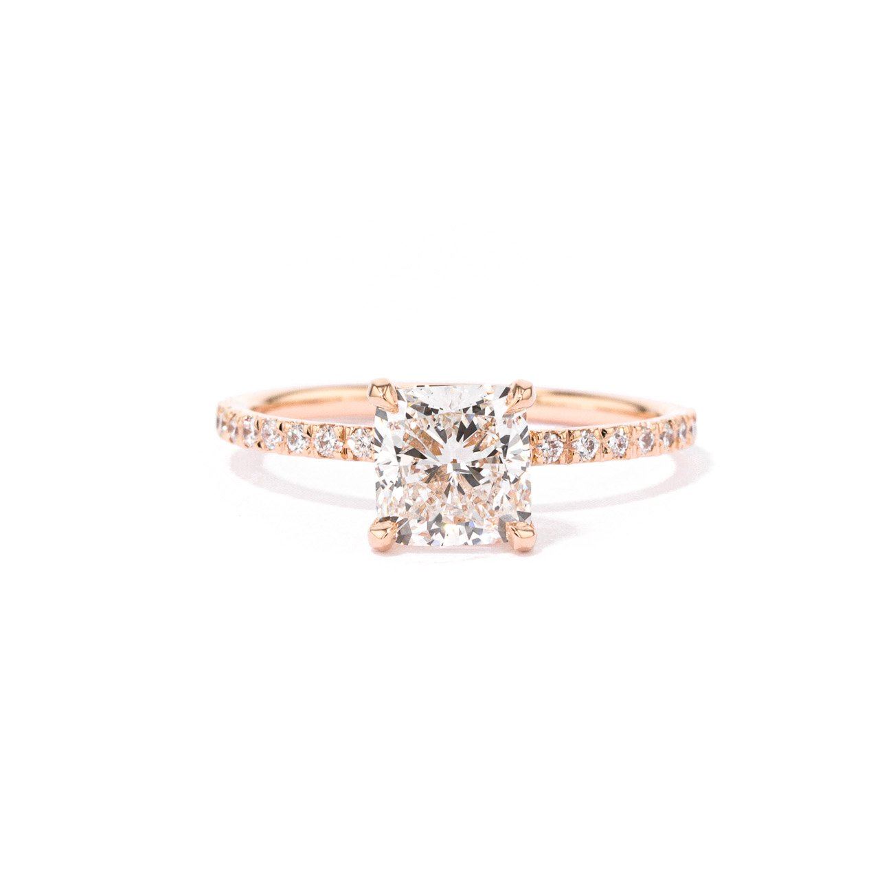 1.6mm Leah Cushion Engagement Rings Princess Bride Diamonds 3 14K Rose Gold 