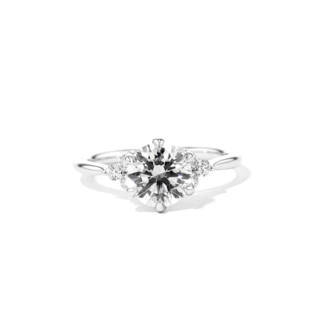 1.6mm Lindsey Round Engagement Rings Princess Bride Diamonds 3 14K White Gold 