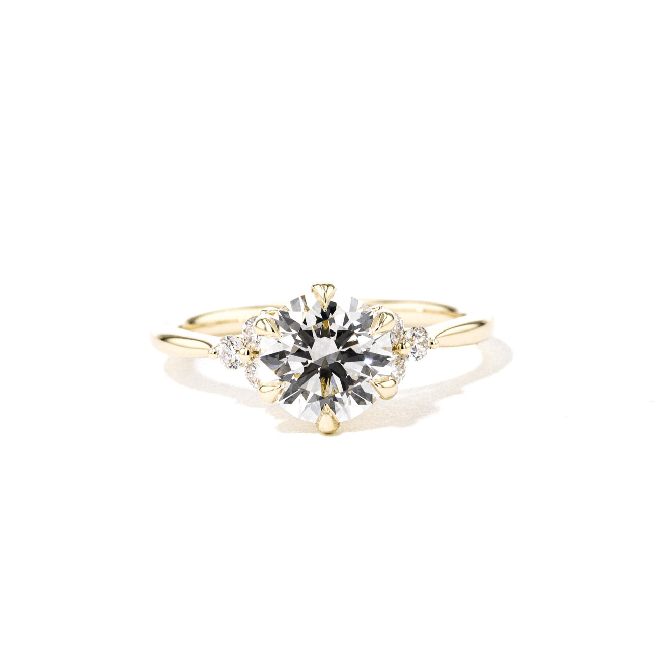 1.6mm Lindsey Round Engagement Rings Princess Bride Diamonds 3 14K Yellow Gold 