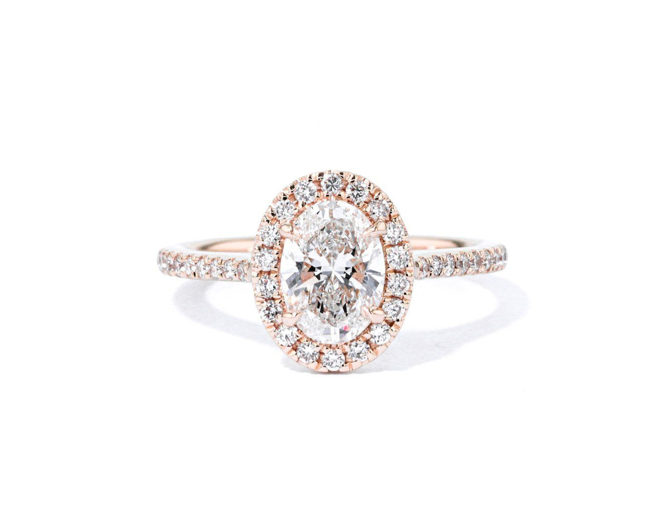 1.6mm Lynn Oval Engagement Rings Princess Bride Diamonds 3 14K Rose Gold 