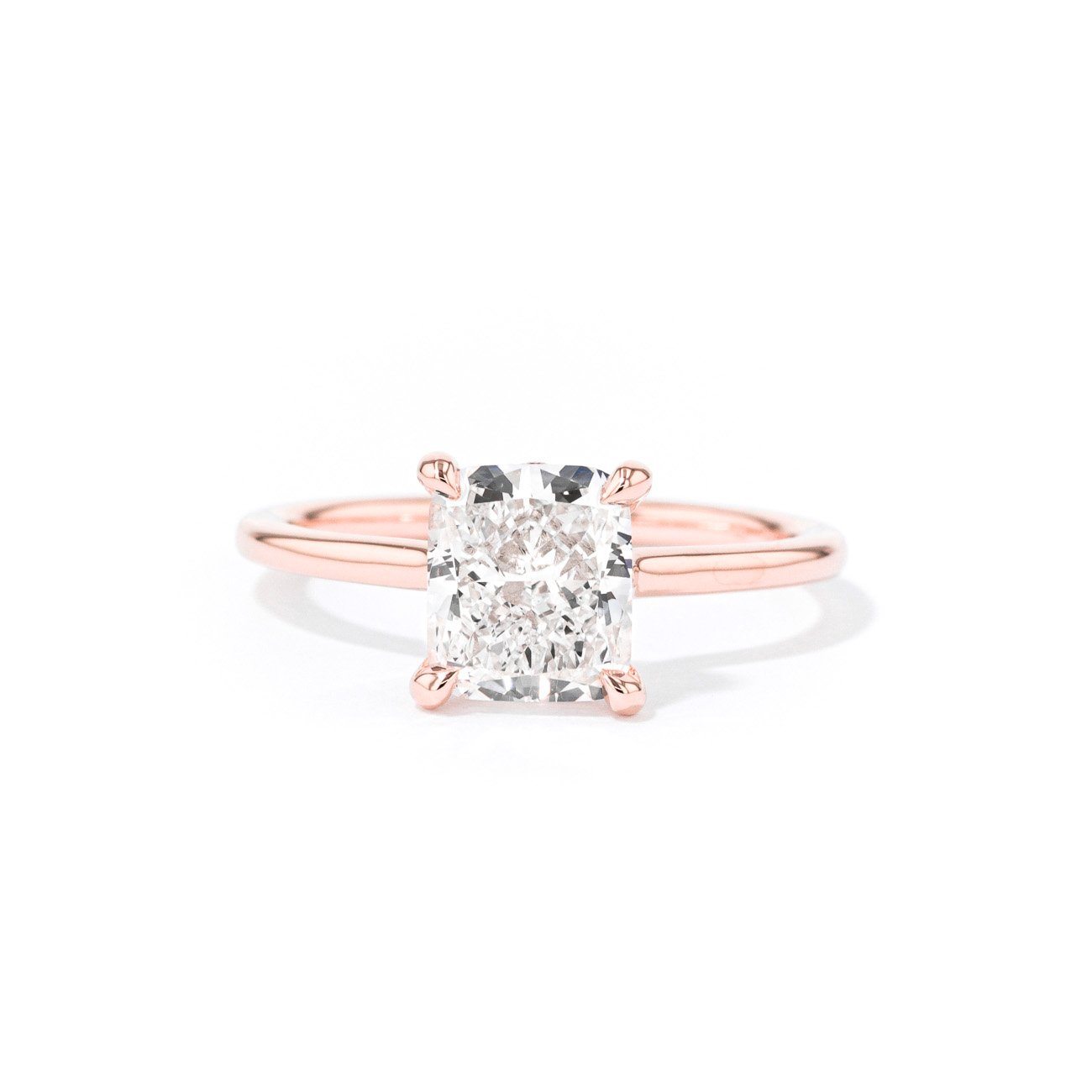 1.6mm Nicole Cushion High Polish Engagement Rings Princess Bride Diamonds 3 14K Rose Gold 