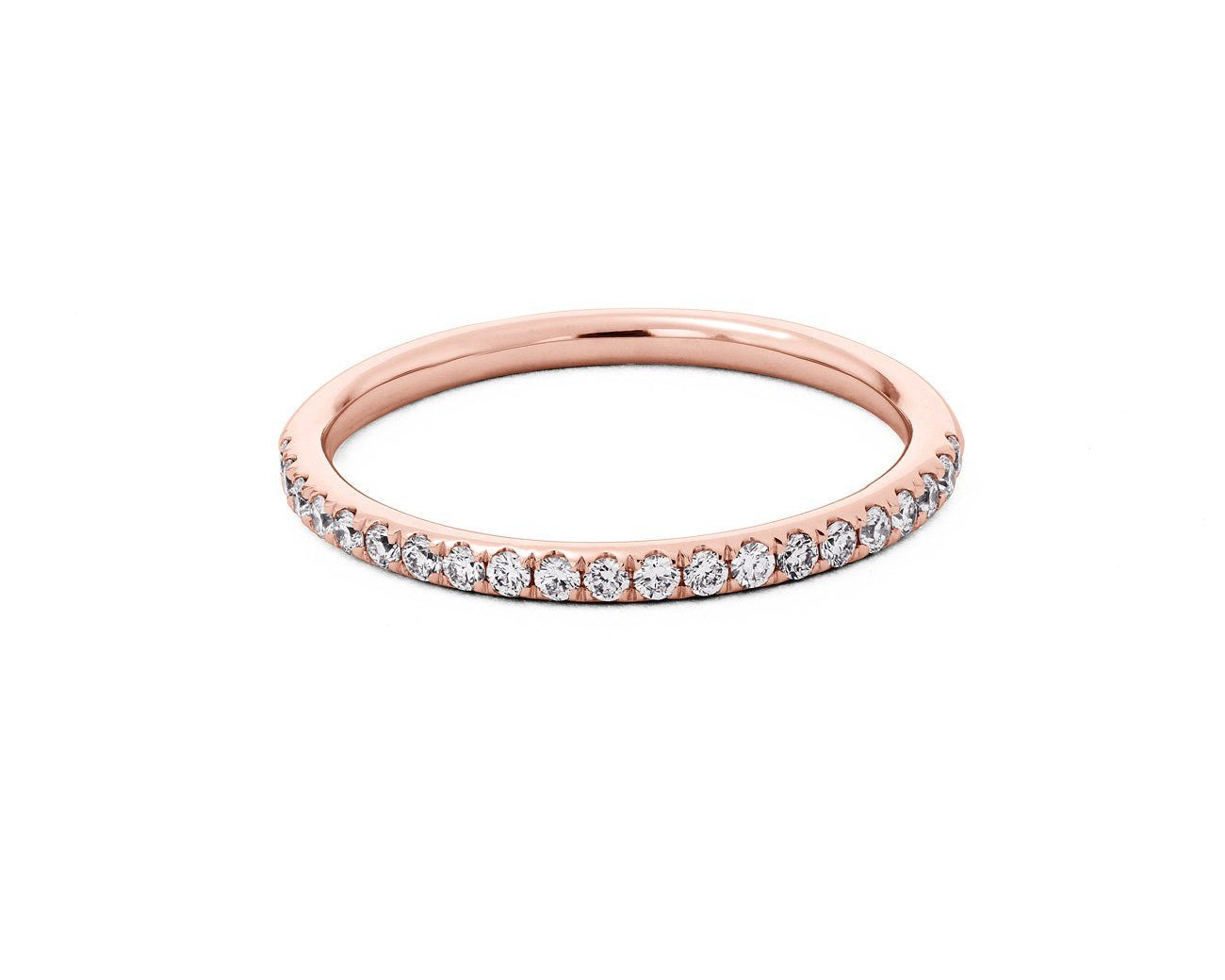 1.6mm Pavé Diamond Ring Ring Princess Bride Diamonds 3 14K Rose Gold 