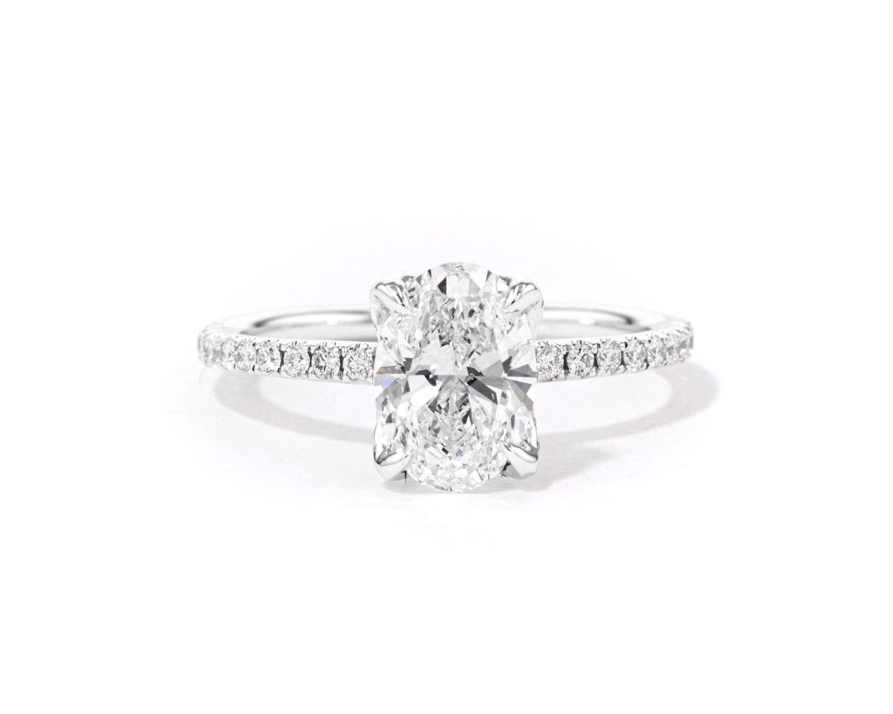1.6mm Samantha Oval Engagement Rings Princess Bride Diamonds 3 14K White Gold 