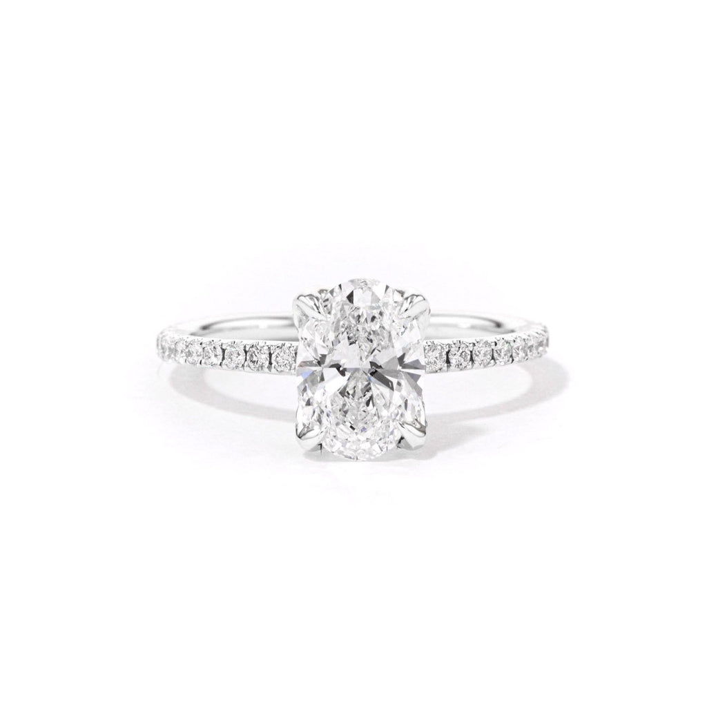 1.6mm Samantha Oval Engagement Rings Princess Bride Diamonds 3 14K White Gold 