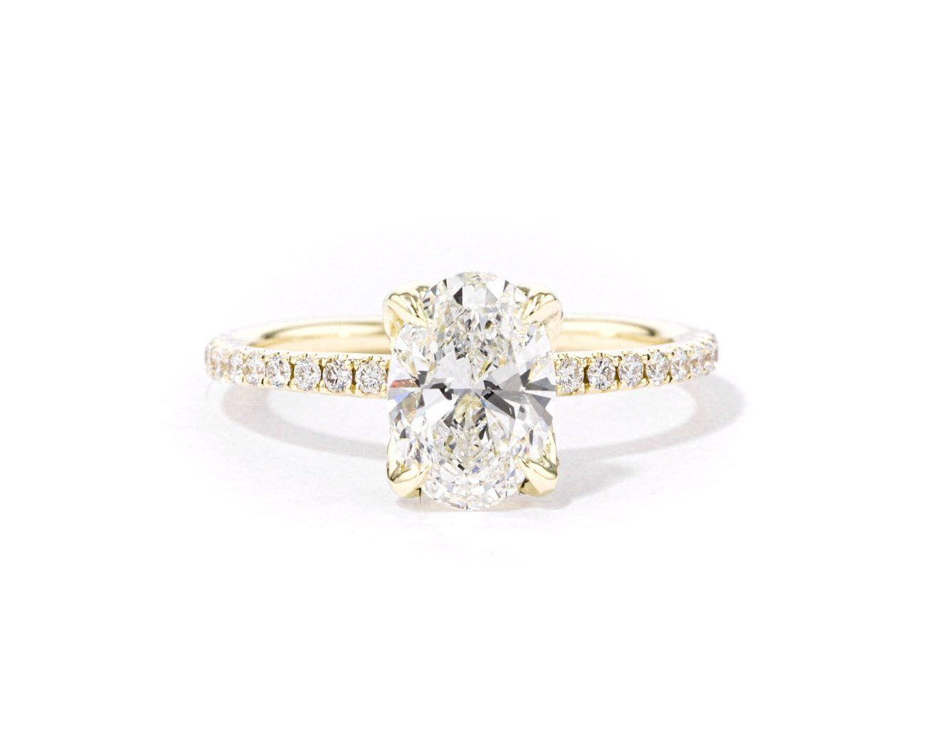 1.6mm Samantha Oval Engagement Rings Princess Bride Diamonds 3 14K Yellow Gold 