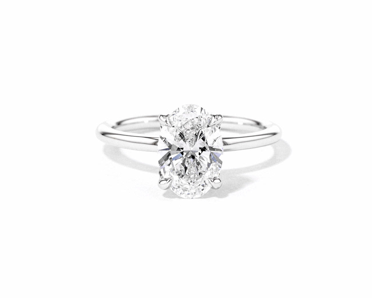 1.6mm Samantha Oval High Polish Engagement Rings Princess Bride Diamonds 3 14K White Gold 