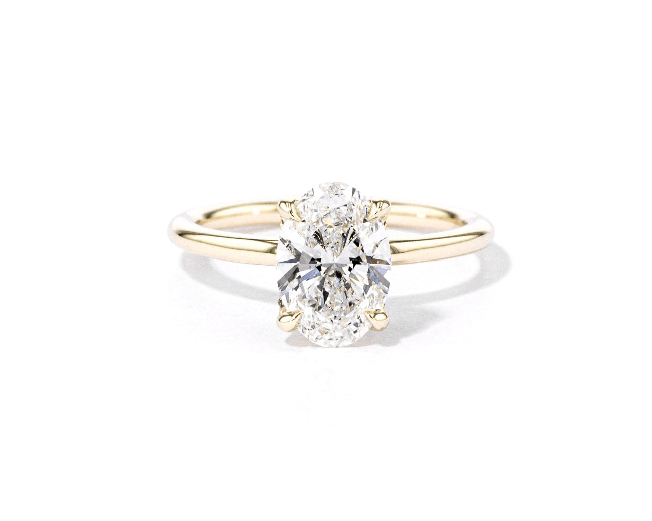 1.6mm Samantha Oval High Polish Engagement Rings Princess Bride Diamonds 3 14K Yellow Gold 