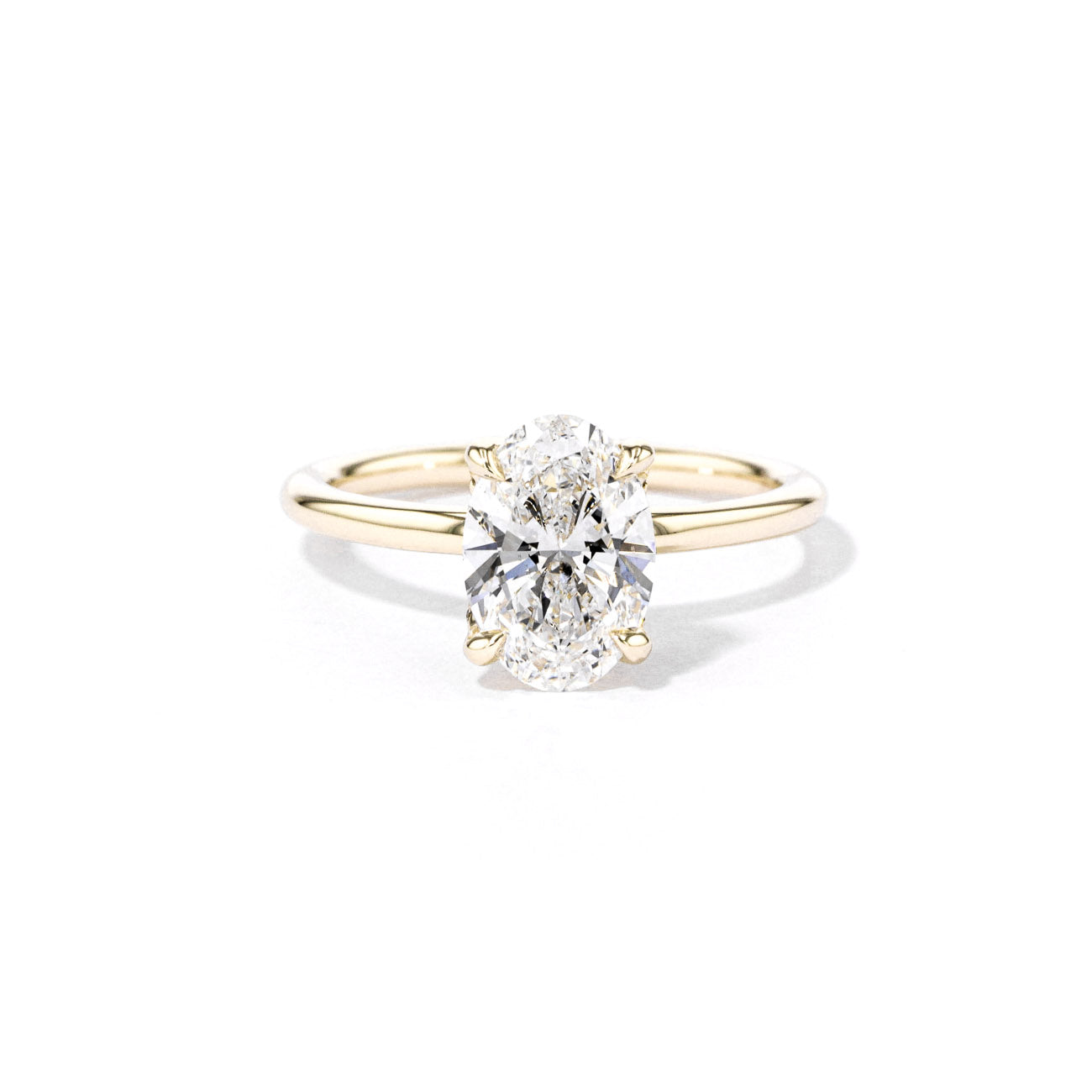 1.6mm Samantha Oval High Polish Engagement Rings Princess Bride Diamonds 3 14K Yellow Gold 