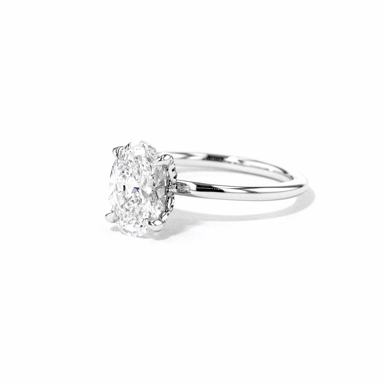 1.6mm Samantha Oval High Polish Engagement Rings Princess Bride Diamonds 