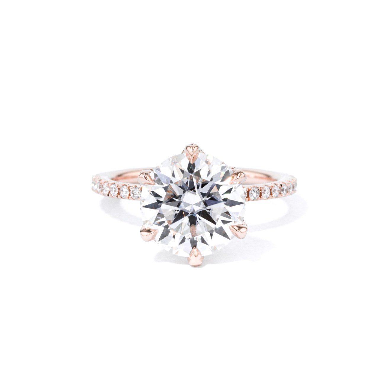 1.6mm Samantha Round Engagement Rings Princess Bride Diamonds 3 14K Rose Gold 