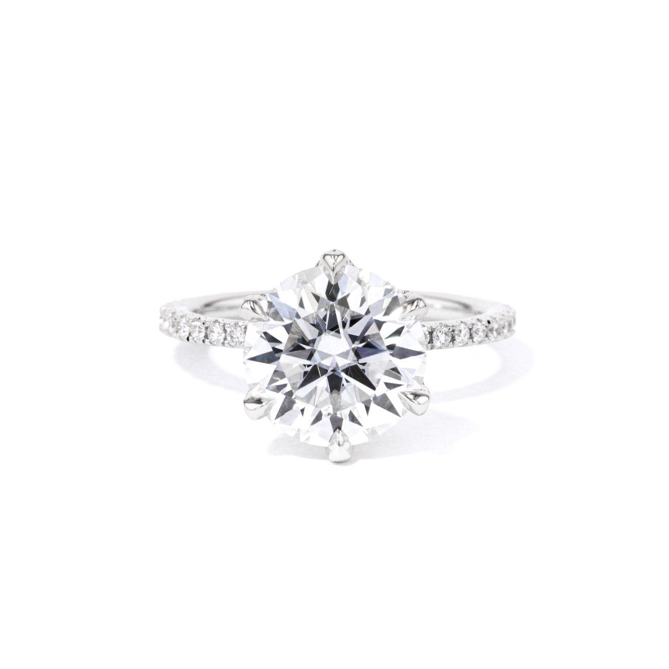 1.6mm Samantha Round Engagement Rings Princess Bride Diamonds 3 14K White Gold 