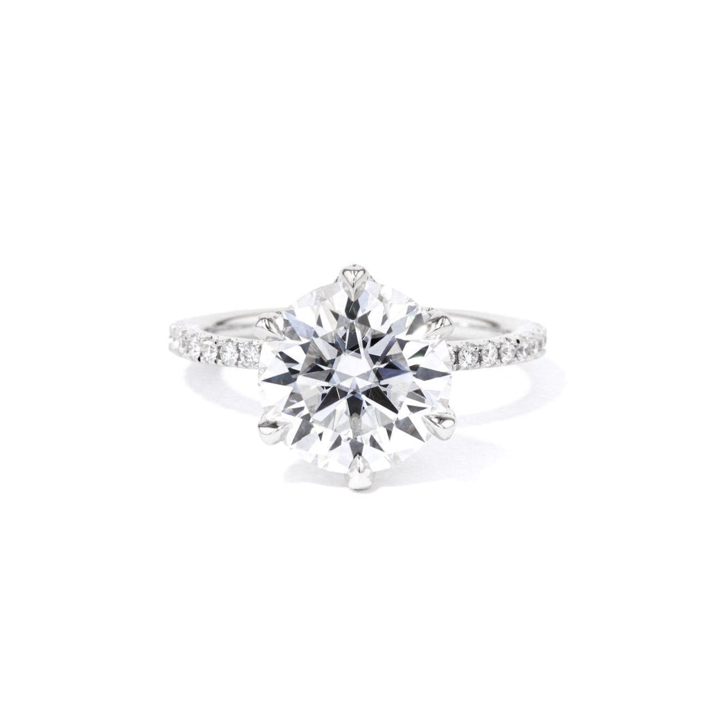 1.6mm Samantha Round Engagement Rings Princess Bride Diamonds 3 14K White Gold 