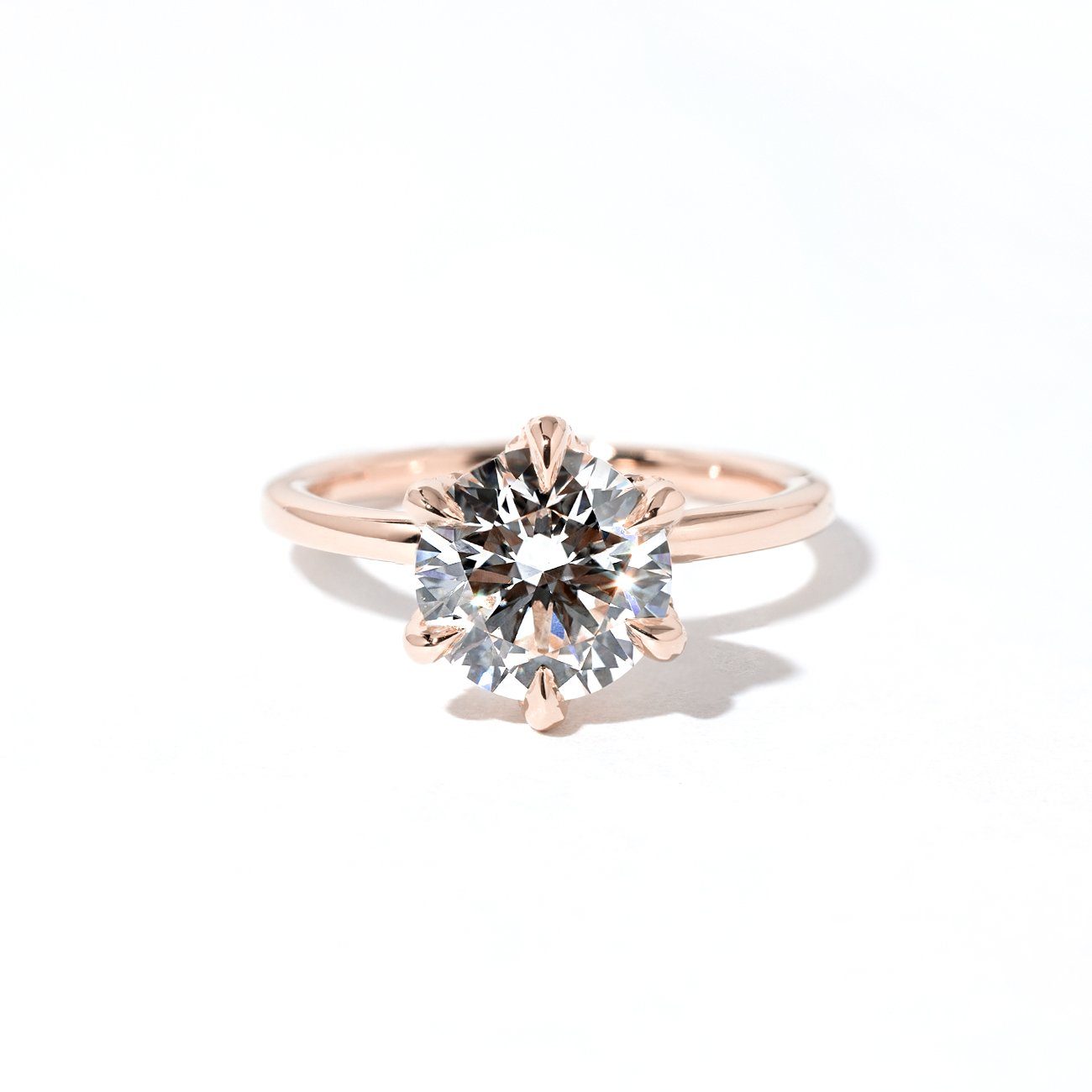 1.6mm Samantha Round High Polish Engagement Rings Princess Bride Diamonds 3 14K Rose Gold 