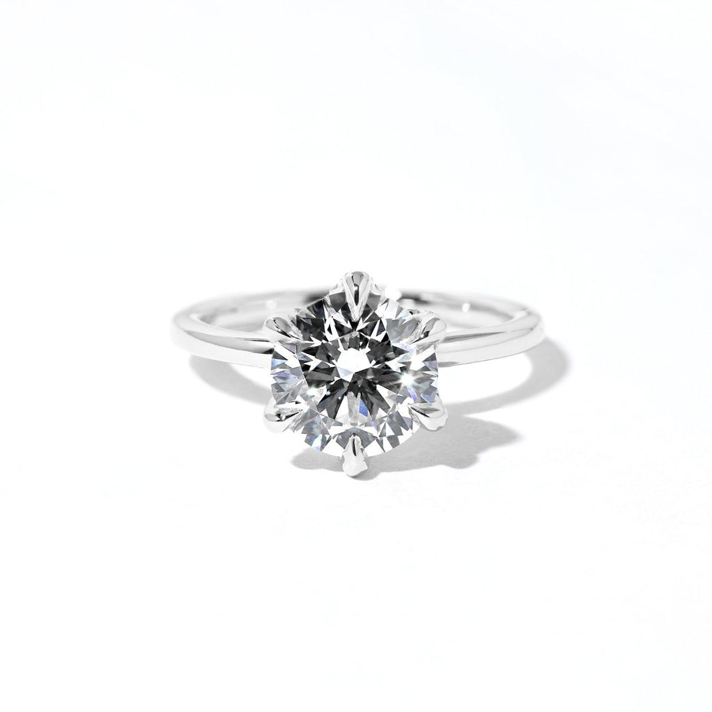 1.6mm Samantha Round High Polish Engagement Rings Princess Bride Diamonds 3 14K White Gold 