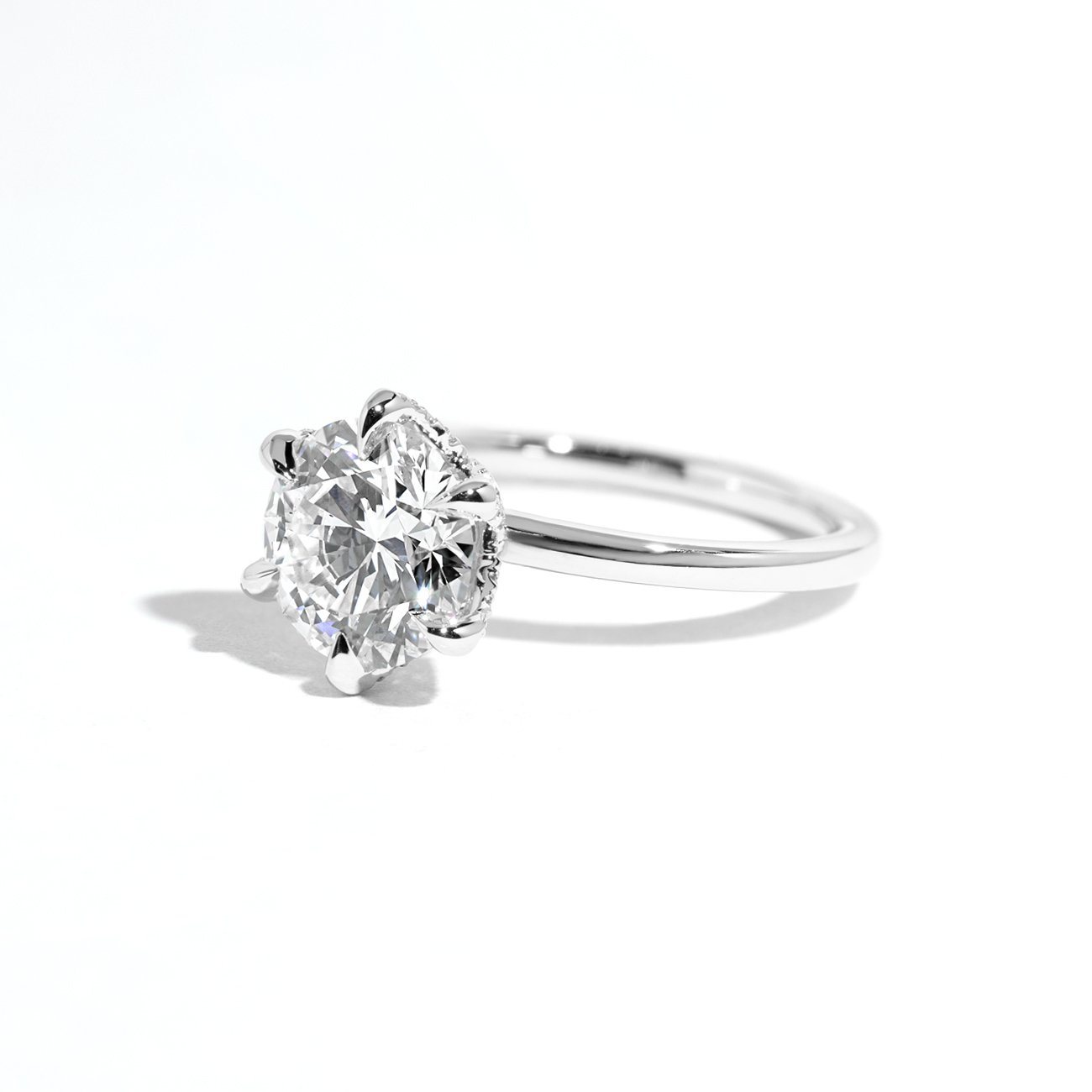 1.6mm Samantha Round High Polish Engagement Rings Princess Bride Diamonds 