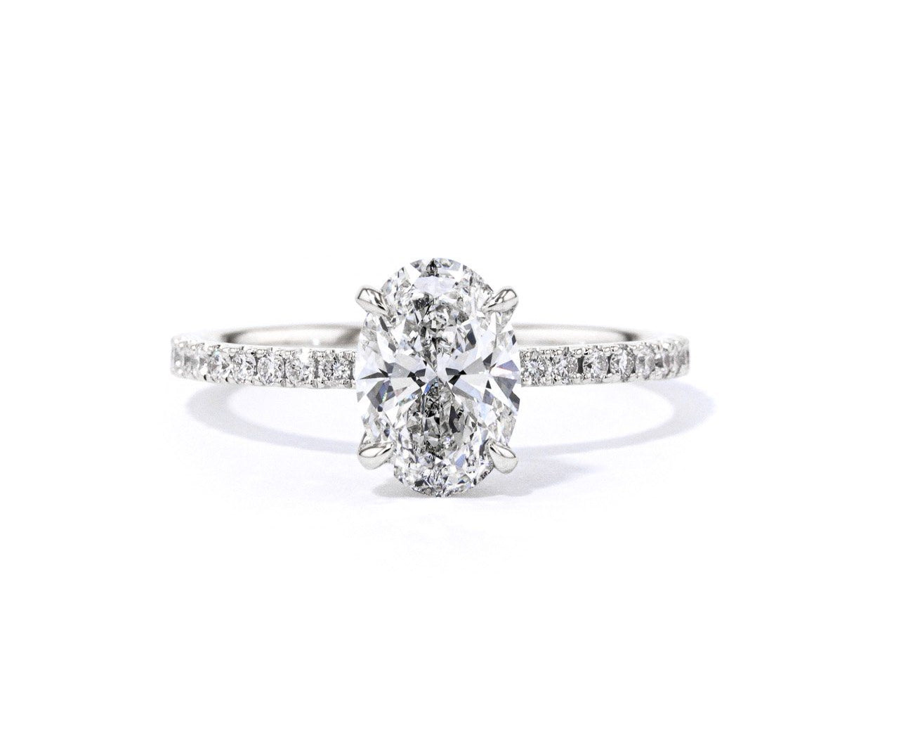 1.6mm Stephanie Oval Engagement Rings Princess Bride Diamonds 3 14K White Gold 