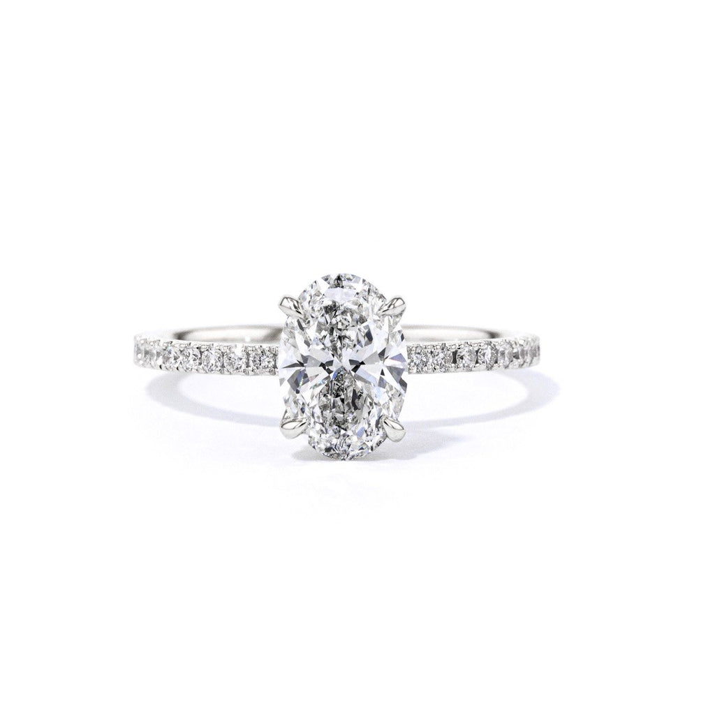 1.6mm Stephanie Oval Engagement Rings Princess Bride Diamonds 3 14K White Gold 