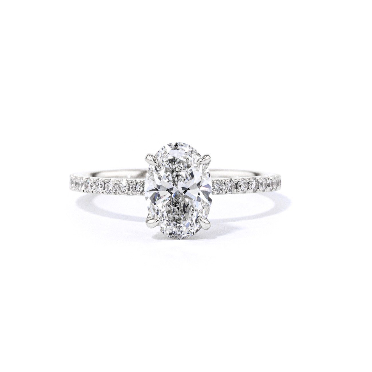 1.6mm Stephanie Oval Engagement Rings Princess Bride Diamonds 3 14K White Gold 
