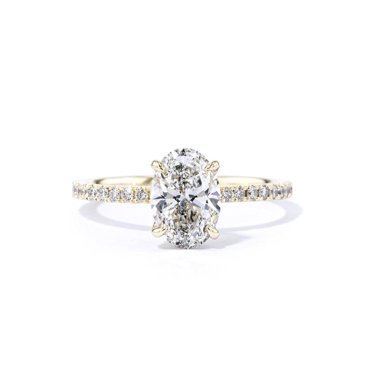 1.6mm Stephanie Oval Engagement Rings Princess Bride Diamonds 3 14K Yellow Gold 