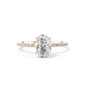 1.6mm Stephanie Oval Engagement Rings Princess Bride Diamonds 3 14K Yellow Gold 