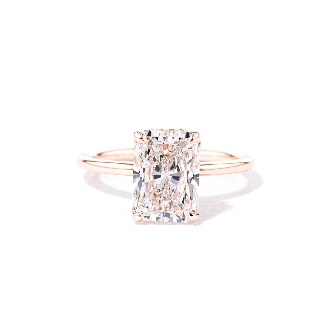 1.6mm Stephanie Radiant High Polish Engagement Rings Princess Bride Diamonds 3 14K Rose Gold 