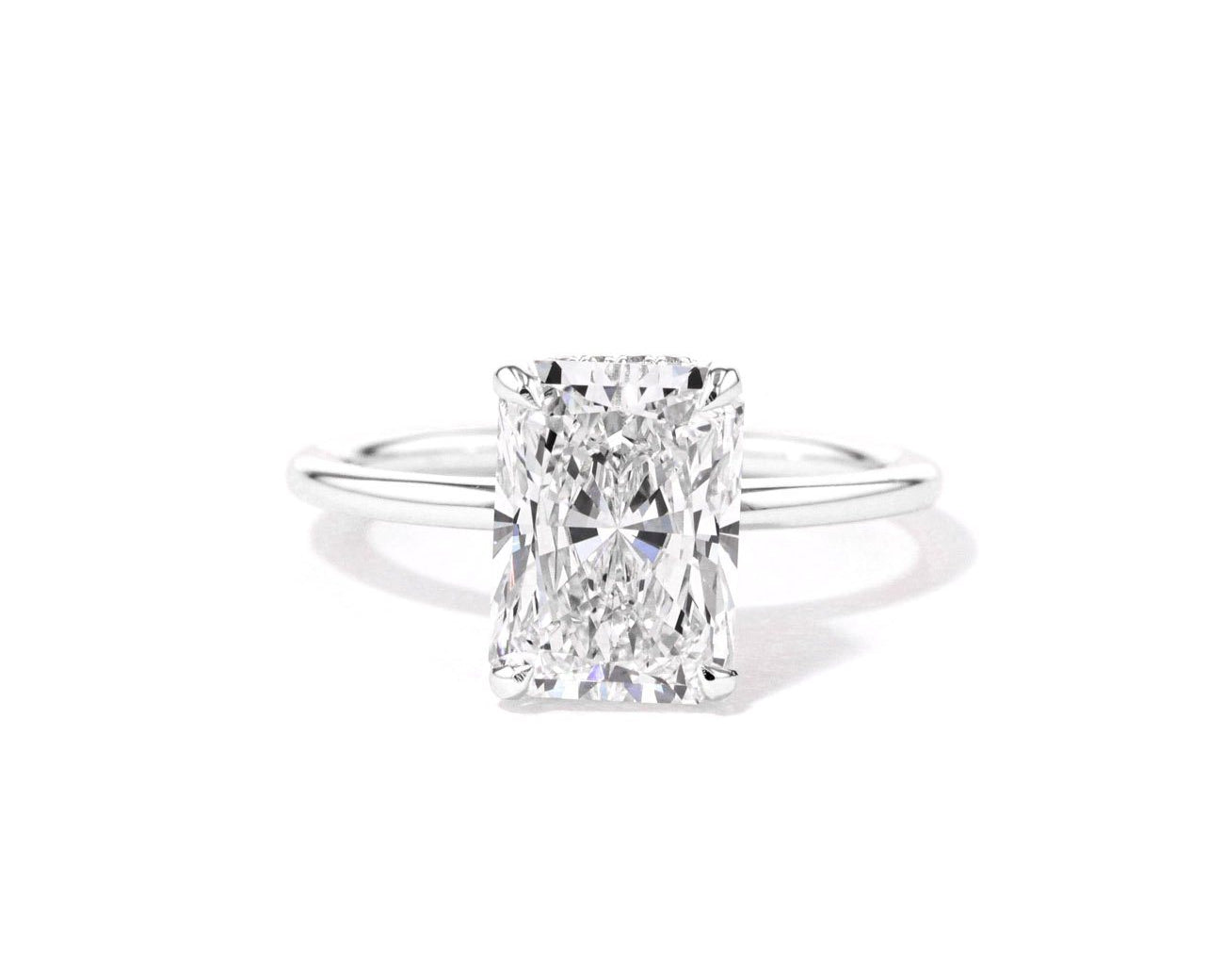 1.6mm Stephanie Radiant High Polish Engagement Rings Princess Bride Diamonds 3 14K White Gold 