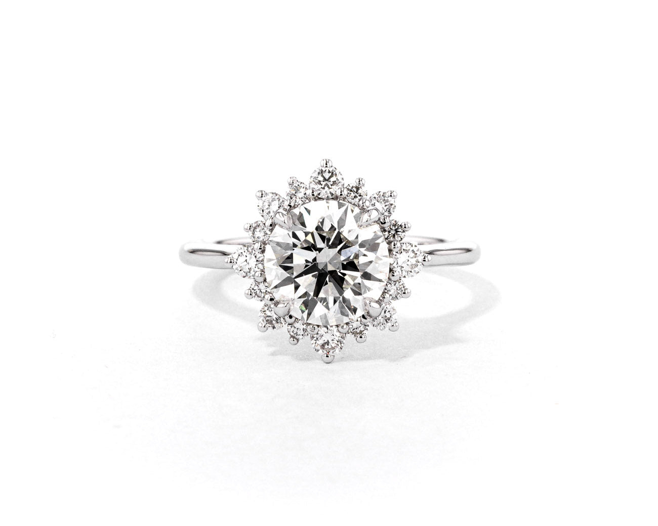 1.8mm Duchess Round Engagement Rings Princess Bride Diamonds 3 14K White Gold 