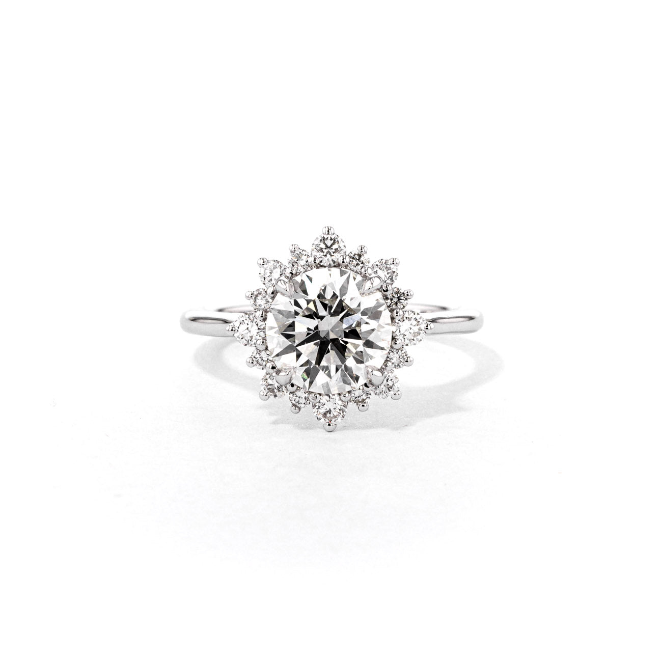 1.8mm Duchess Round Engagement Rings Princess Bride Diamonds 3 14K White Gold 