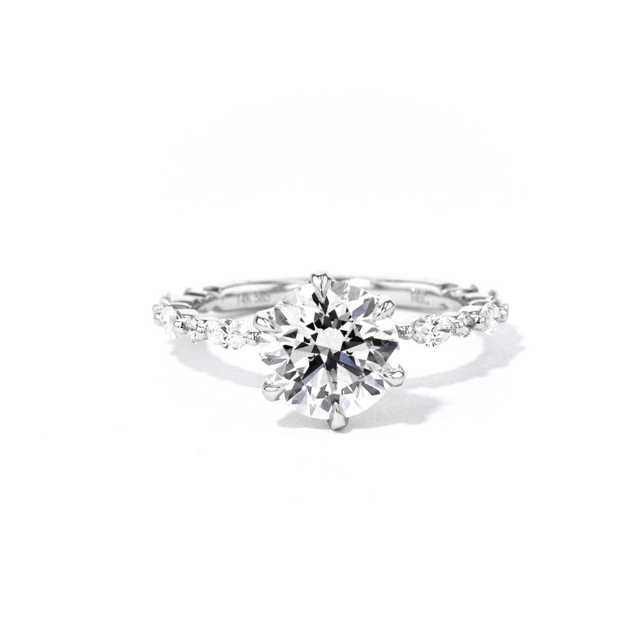 1.8mm Ren Round 6 Prongs Engagement Rings Princess Bride Diamonds 