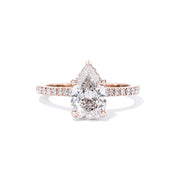 1.8mm Stella Pear Engagement Rings Princess Bride Diamonds 3 14K Rose Gold 