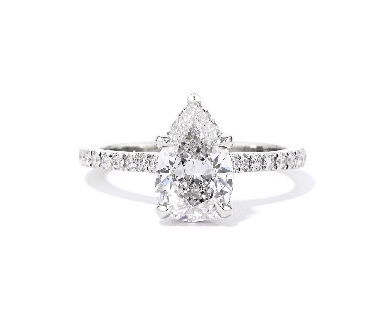 1.8mm Stella Pear Engagement Rings Princess Bride Diamonds 3 14K White Gold 