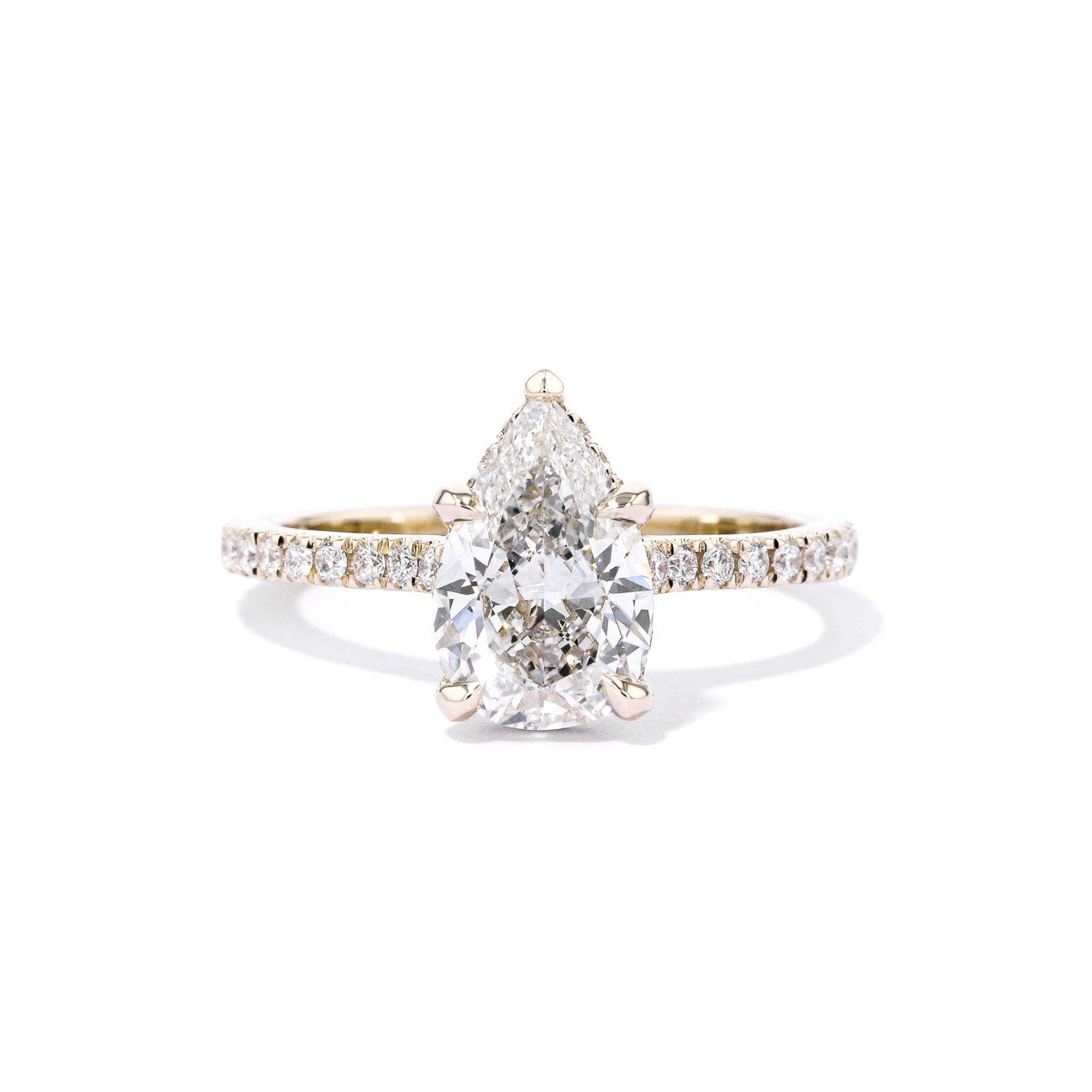 1.8mm Stella Pear Engagement Rings Princess Bride Diamonds 3 14K Yellow Gold 