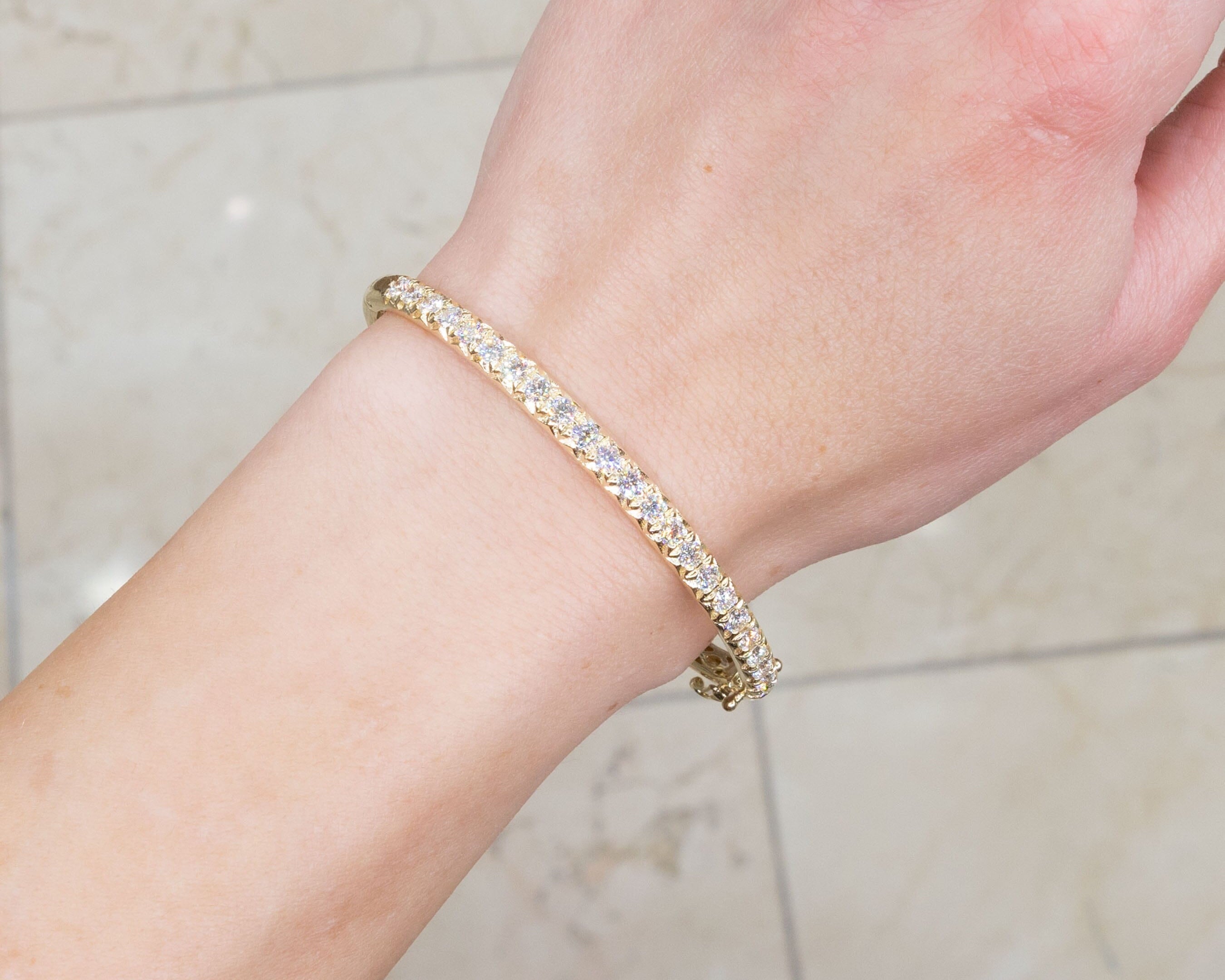2.00ct Diamond Bangle Yellow Gold Bracelets Princess Bride Diamonds 