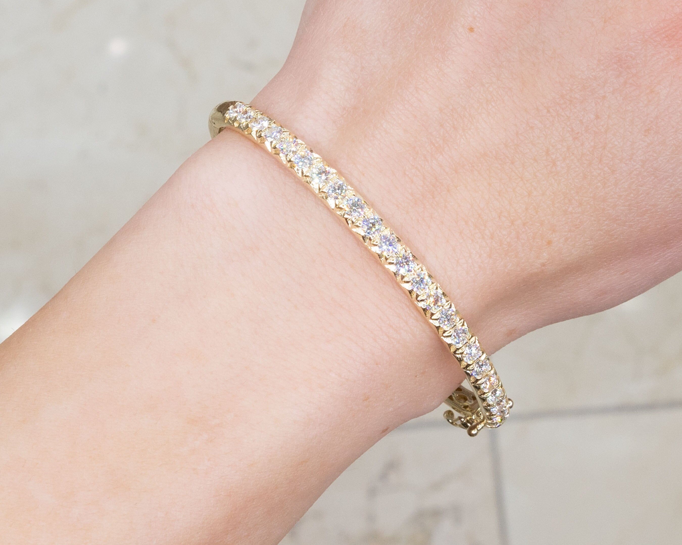 2.00ct Diamond Bangle Yellow Gold Bracelets Princess Bride Diamonds 