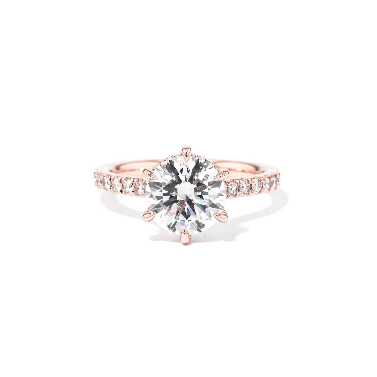 2mm Nicole Round Engagement Rings Princess Bride Diamonds 4 14K Rose Gold 