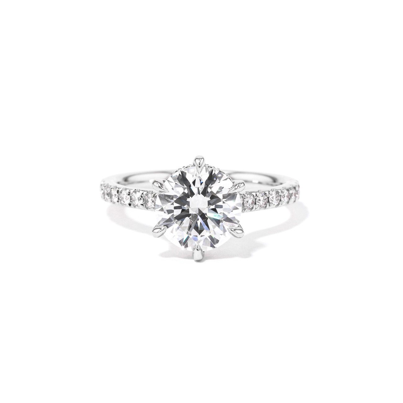 2mm Nicole Round Engagement Rings Princess Bride Diamonds 4 14K White Gold 