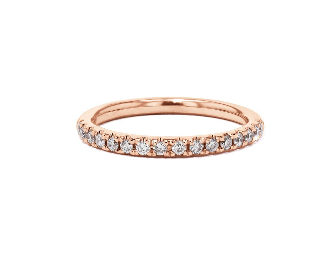 2mm Pavé Diamond Ring Ring Princess Bride Diamonds 3 14K Rose Gold 