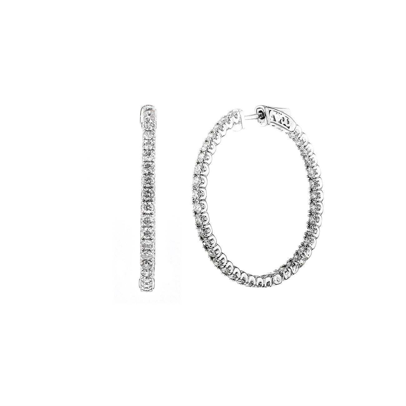 3.00ct Inside Outside Diamond Hoops Fine Jewelry Earrings Princess Bride Diamonds 
