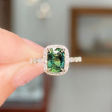 3.02ct Green Sapphire Emily Engagement Rings Princess Bride Diamonds 