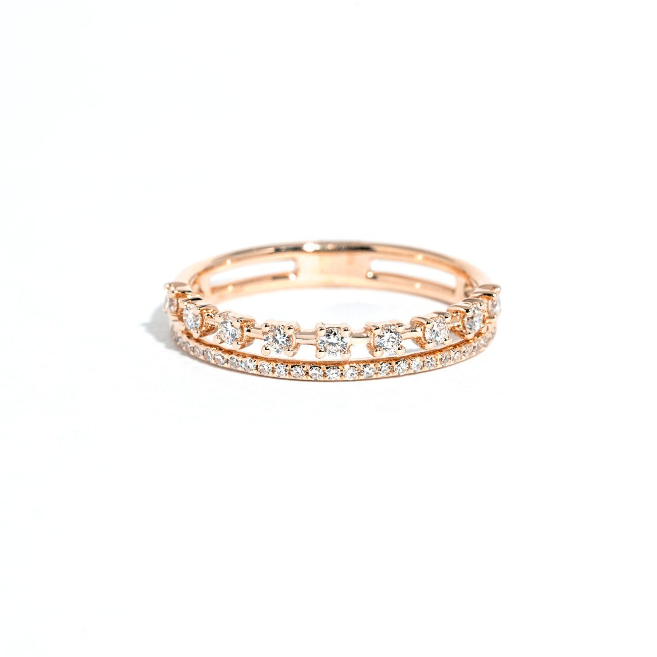 3.4mm Sparkler Band Ring Princess Bride Diamonds 3 14K Rose Gold 