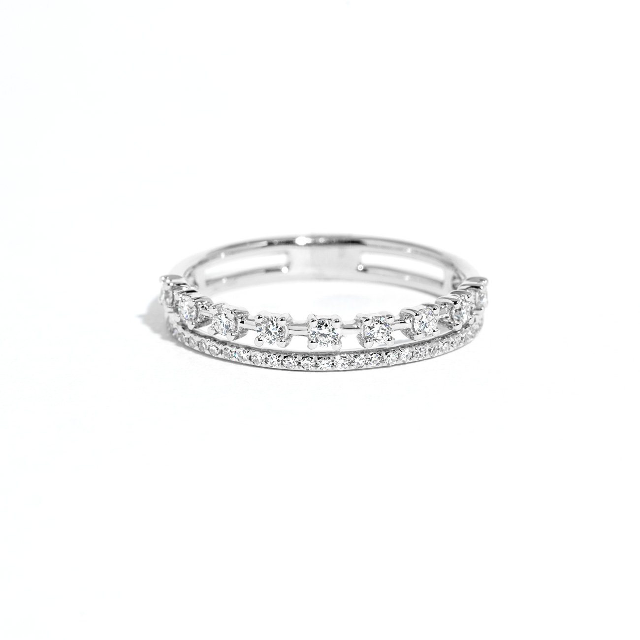 3.4mm Sparkler Band Ring Princess Bride Diamonds 3 14K White Gold 