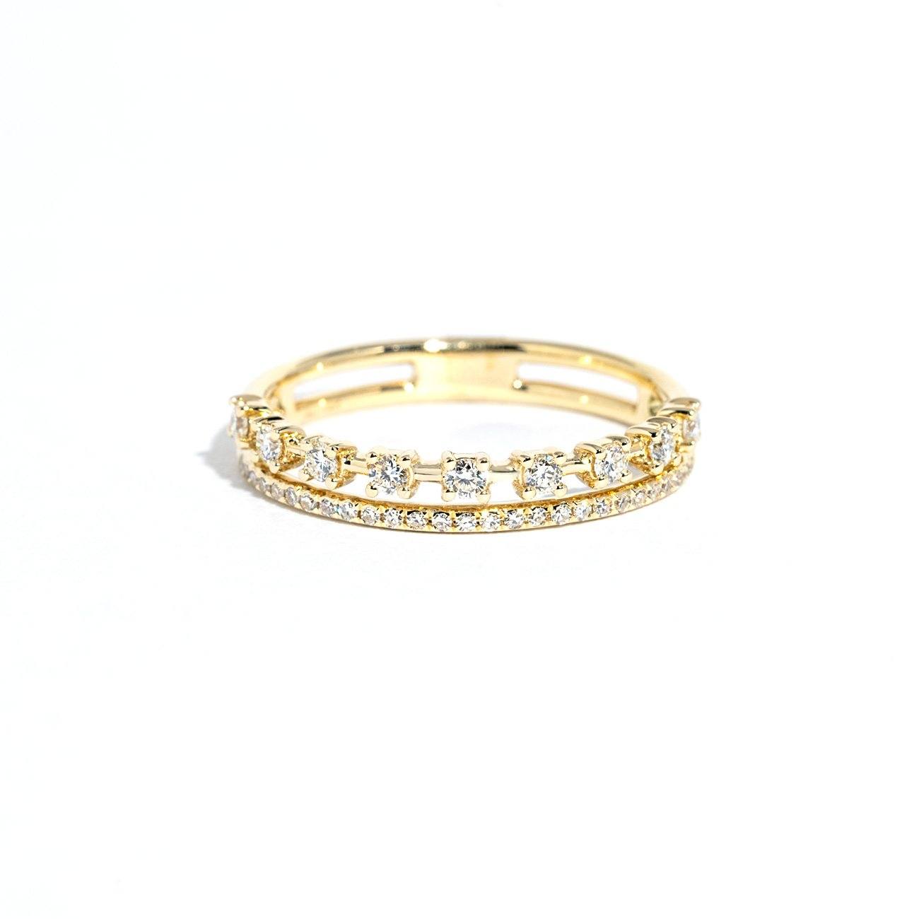 3.4mm Sparkler Band Ring Princess Bride Diamonds 3 14K Yellow Gold 