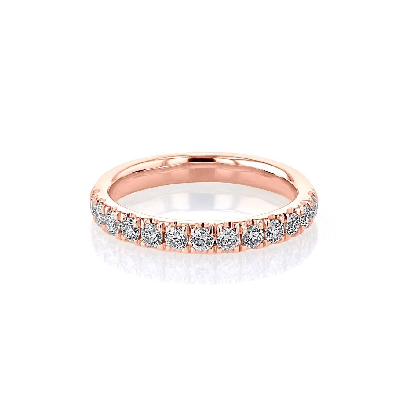 3mm Juliette Pavé Diamond Ring Ring Princess Bride Diamonds 3 14K Rose Gold 