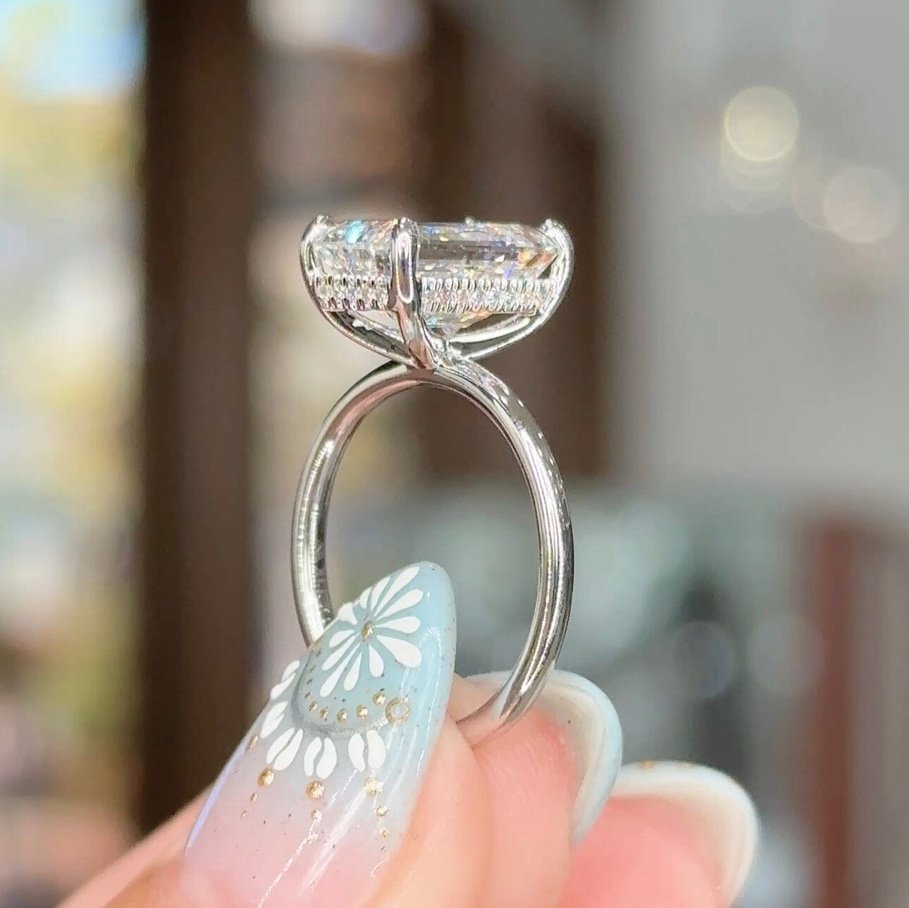 4.11ct E-VS1 Emerald Lab Diamond Kayla Engagement Rings Princess Bride Diamonds 