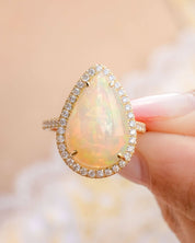 5.16ct Pear White Fire Opal Lynn - PBD Rings